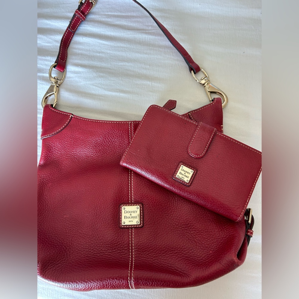 Dooney & Bourke Burgundy Leather Shoulder Bag and Wallet